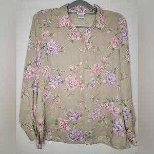 Bon Worth Floral Button Up Blouse Size Small Petite
